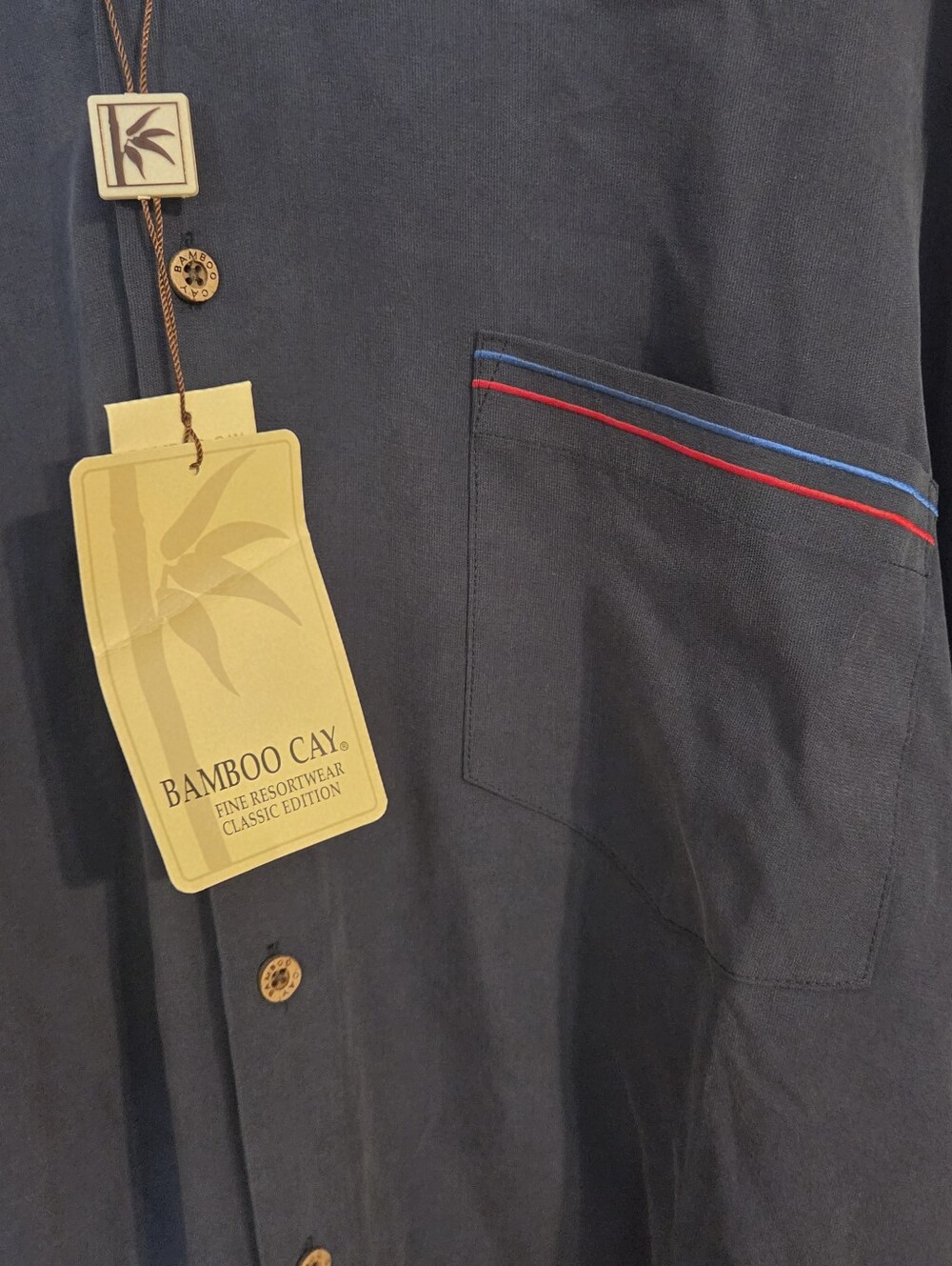 NWT Bamboo Cay Mens Navy Blue USA Flag Air Force Fighter Jets Embroidered Shirt - Picture 7 of 10